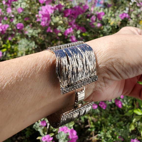 Antique Sterling Silver and Rhinestone Bracelet circa 1930s/1940s RARE - Picture 3 of 6